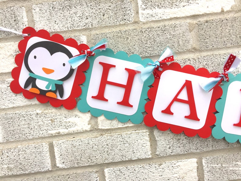 Penguin Banner Penguin Happy Birthday Banner Winter - Etsy