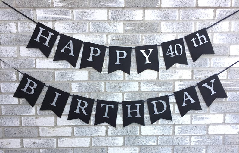 black-silver-birthday-banner-40th-birthday-banner-happy-etsy