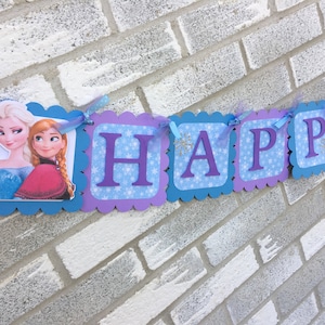 FROZEN Birthday Banner, Frozen Banner, Frozen Happy Birthday Banner, Snowflake Banner, Winter Birthday Decorations, Winter Princess Banner