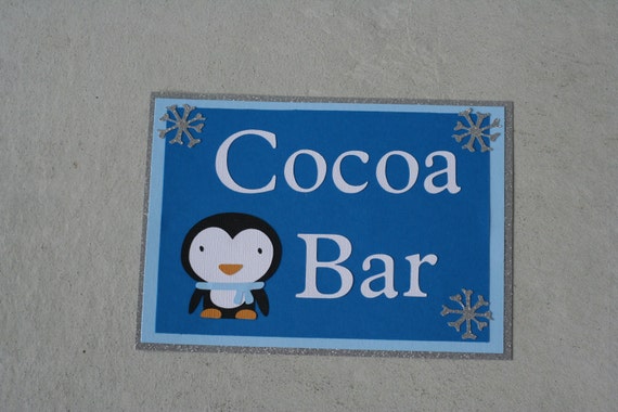 Penguin Cocoa Bar Sign, Winter Birthday, Winter Onederland Party, Snowflake Birthday Il_570xn