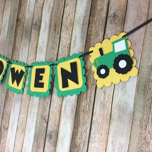 Tractor Name Banner, Tractor Banner, Tractor Birthday Banner, Green and Yellow Tractor Banner, Farm Name Banner, Barnyard Banner image 4