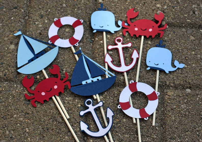 Nautical Name Banner, nautical banner, Nautical birthday, crab banner, Under the Sea Banner, First Birthday, Under the Sea Birthday, Anchor image 2