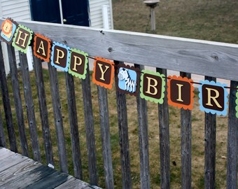 Jungle Birthday Banner, Jungle Animal Banner, Jungle safari Birthday Banner, Jungle Happy Birthday Banner, Zoo Banner, Safari Banner, Jungle