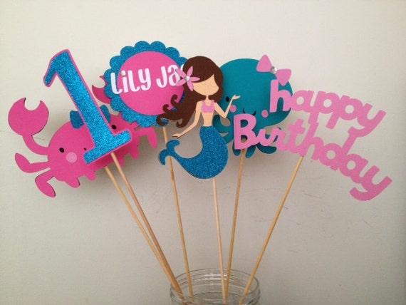 Glittery Mermaid Girly Under the Sea Centerpiece Il_570xn