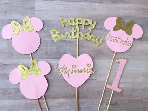 6 Piece Minnie Mouse Inspired Centerpiece Set, Minnie Centerpiece, Pink and Gold Minnie, Minnie Birthday, Minnie Mouse Birthday, Minnie Il_570xn