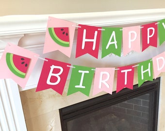 Watermelon Birthday Banner, One in a Melon Birthday Decorations, One in a Melon Banner, Melon First Birthday Banner, Watermelon Birthday