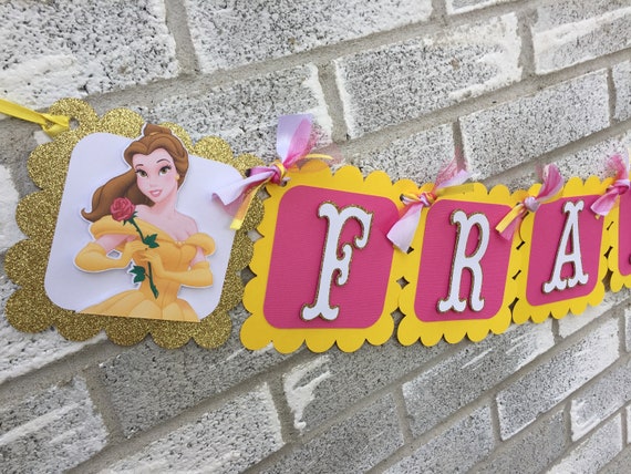 Belle Name Banner, Beauty and the Beast Banner, Belle Birthday Decorations, Princess Belle Banner, Belle Banner, Beauty and the Beast Party Il_570xn