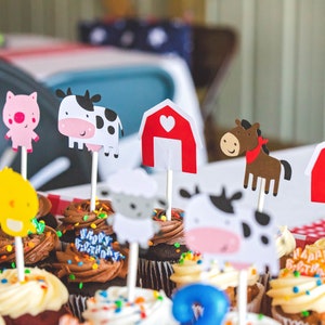 30 Assorted Farm Animal Cupcake Toppers image 3