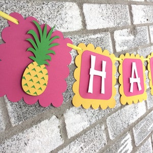 Pineapple Banner, Luau Banner, Luau Birthday Banner, Pineapple Birthday Banner, Pineapple Happy Birthday Banner, Pineapple Decorations image 2