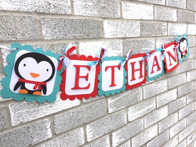 Penguin Banner Penguin Happy Birthday Banner Winter - Etsy