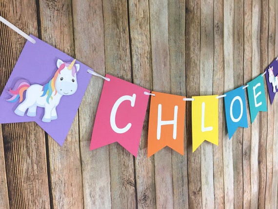 Rainbow Unicorn Banner, Unicorn Name Banner, Unicorn Party Decorations, Unicorn Smash Cake Photo, Unicorn First Birthday, Unicorn Party Il_570xn