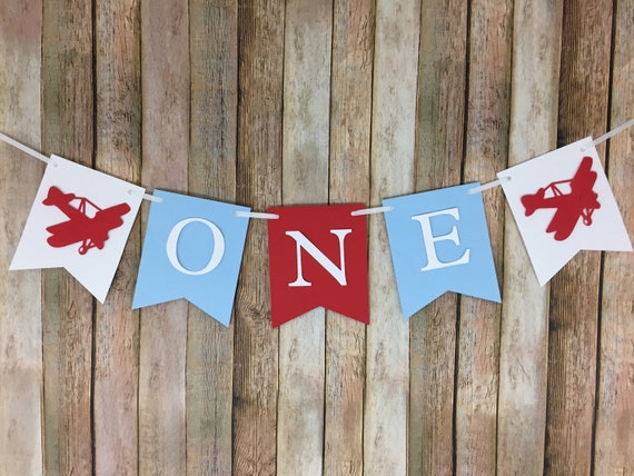Airplane ONE Banner, Vintage Airplane Highchair Banner, Time Flies Banner, Vintage Airplane Birthday Decorations, Airplane First Birthday, Il_570xn