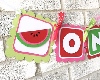 Watermelon ONE Banner, Watermelon Highchair banner, Watermelon Banner, Watermelon First Birthday, First Birthday Banner, Summer Banner,