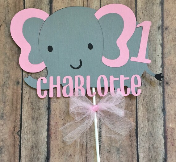 Elephant Smash Cake topper, smash cake topper, Elephant cake topper, Elephant Birthday Decorations, Pink and Grey Elephant, Elephant Shower Il_570xn