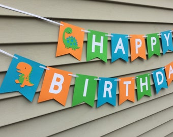 Dinosaur  Banner, Happy Birthday Dinosaur Party Banner, Dinosaur Birthday Decorations, Dinosaur Birthday Banner, First Birthday,