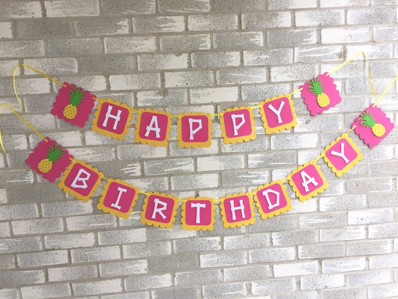 Pineapple Banner, Luau Banner, Luau Birthday Banner, Pineapple Birthday Banner, Pineapple Happy Birthday Banner, Pineapple Decorations image 5