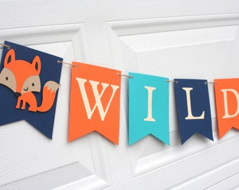 Wild ONE Banner, Woodland Banner, Fox Banner, Wild One Birthday Banner, Woodland Party Decorations, Wild ONE Photo Prop, Woodland Birthday