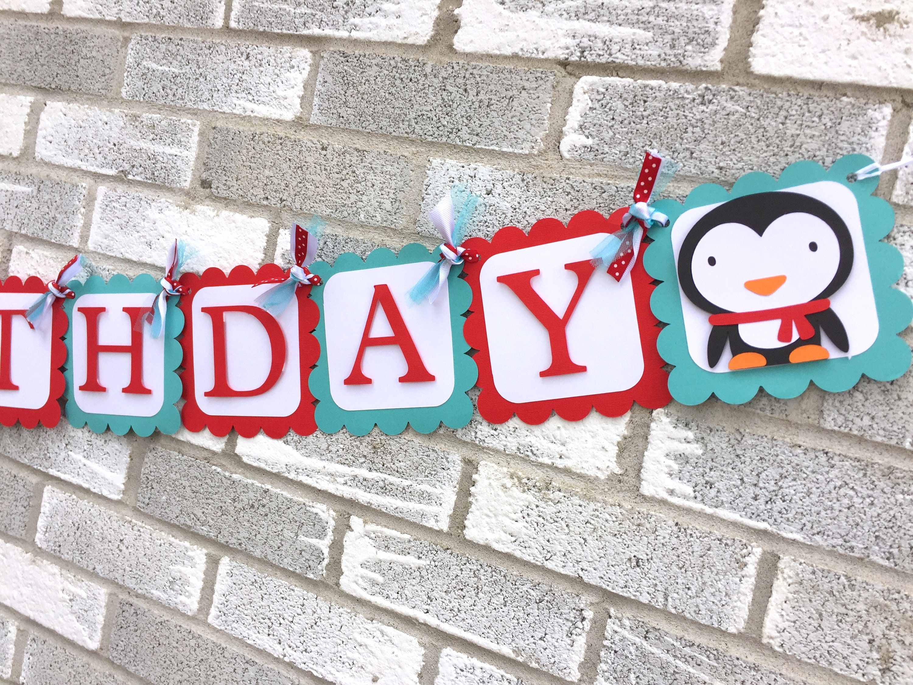 Penguin Banner Penguin Happy Birthday Banner Winter | Etsy