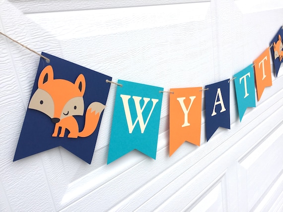 Woodland Name Banner, Fox Banner, Woodland Birthday Decorations, Woodland Name Banner, Woodland Theme, Woodland Baby Shower Decorations Il_570xn