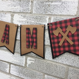 Lumberjack Banner, Name Banner, Buffalo Plaid Banner, Rustic Birthday, Lumberjack Baby Shower, Rustic First Birthday Decorations, Lumberjack image 3