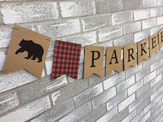 Lumberjack Banner, Name Banner, Buffalo Plaid Banner, Rustic Birthday, Lumberjack Baby Shower, Rustic First Birthday Decorations, Lumberjack Il_570xn