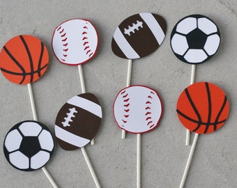 12 Sports Cupcake Toppers, Football Baby Shower, Football Birthday, Superbowl Party