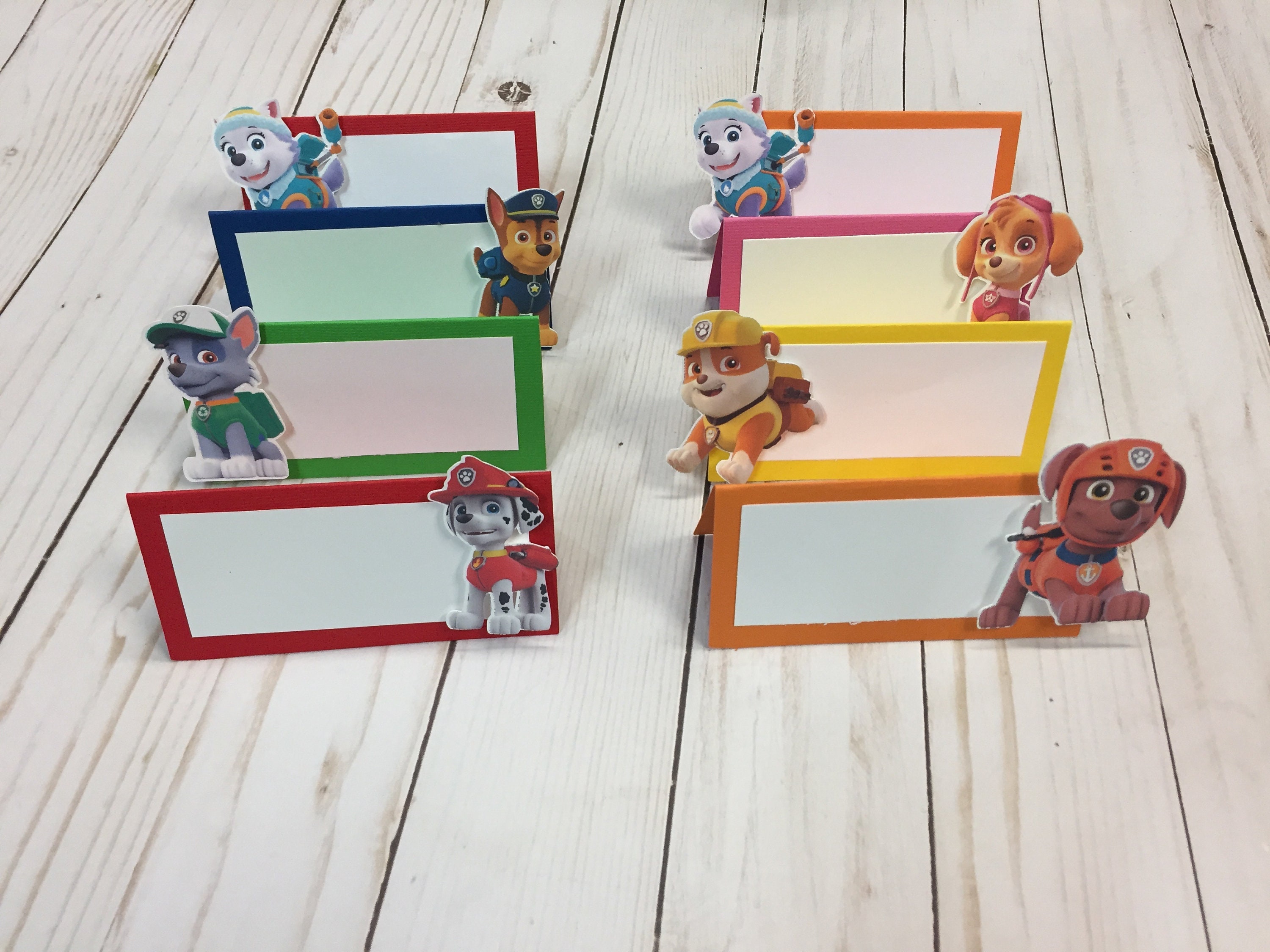12 Cartas De Paw Patrol Place Tarjetas De Mesa De Comida Paw Etsy
