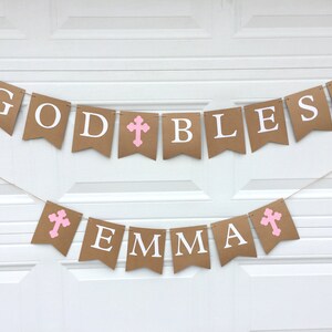 BAPTISM Banner, First Communion Banner, God Bless Banner, Christening Banner, Baptism Bunting, Baptism Banner Girl,