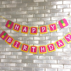 Pineapple Banner, Luau Banner, Luau Birthday Banner, Pineapple Birthday Banner, Pineapple Happy Birthday Banner, Pineapple Decorations image 3