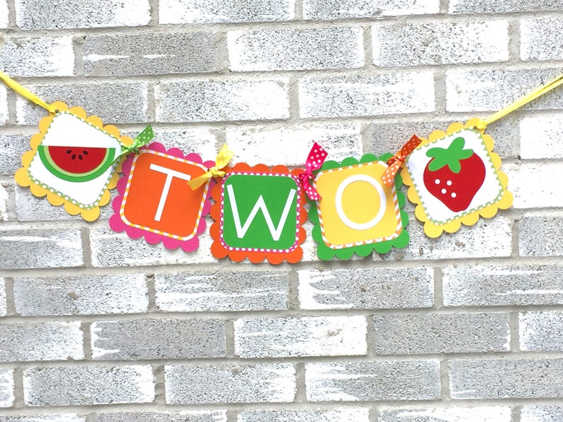 Tutti Fruity Highchair Banner, TWO Banner, Two-tti Frutti Banner, Tutti Frutti Banner, Pineapple Banner, Watermelon Banner, Strawberry image 1