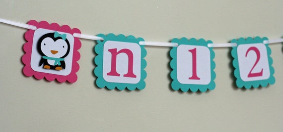 Girl Winter Onederland First Year Photo Banner Banner, Winter Wonderland, Penguin Birthday, Birthday Banner Il_570xn