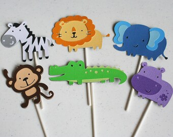 12 Assorted Jungle Animal Cupcake Toppers-You choose you own