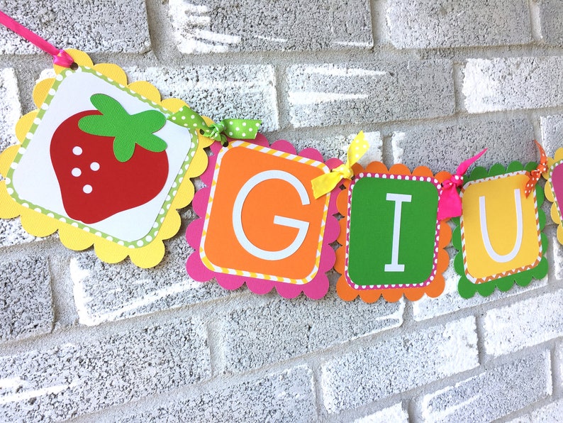 Tutti Fruity Name Banner, Two-tti Frutti Banner, Tutti Frutti Banner, Pineapple Banner, Name Banner, Fruit Birthday Banner, Summer Birthday image 3