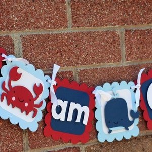 Nautical Name Banner, nautical banner, Nautical birthday, crab banner, Under the Sea Banner, First Birthday, Under the Sea Birthday, Anchor image 3