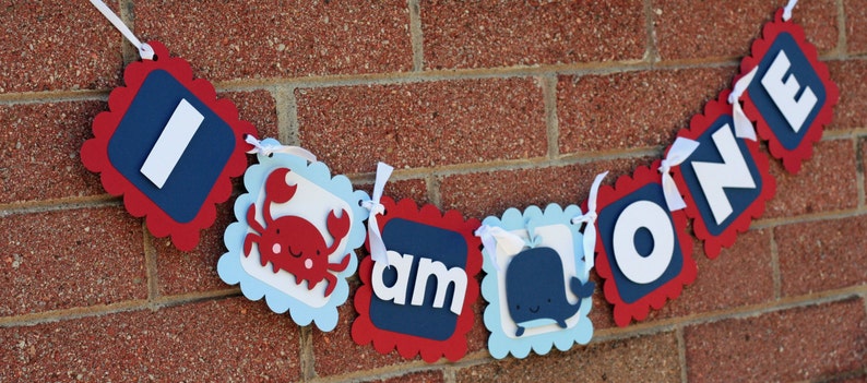 Nautical Name Banner, nautical banner, Nautical birthday, crab banner, Under the Sea Banner, First Birthday, Under the Sea Birthday, Anchor image 3