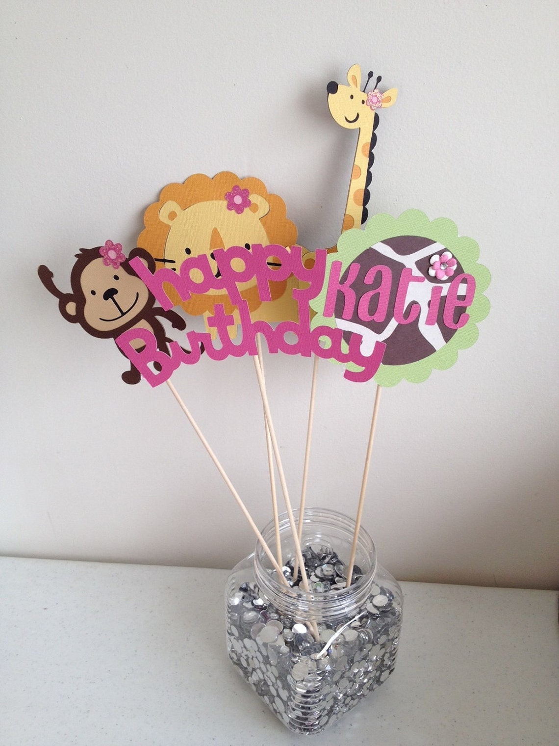 24 Girl Themed Jungle Animal Cupcake Toppers Etsy
