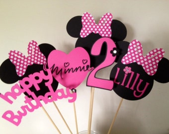 6 Piece Minnie Mouse Inspired Centerpiece Set, Minnie Centerpiece, Minnie Table Decorations, Minnie Birthday, Minnie Mouse Birthday, Minnie