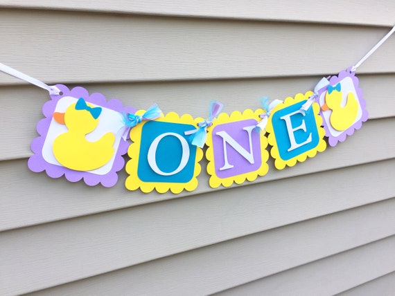 Girl Ducky ONE Highchair Banner, Ducky Banner, Rubber Duck, Rubber Duck Birthday, Highchair Banner, Rubber Ducky Birthday, First Birthday Il_570xn