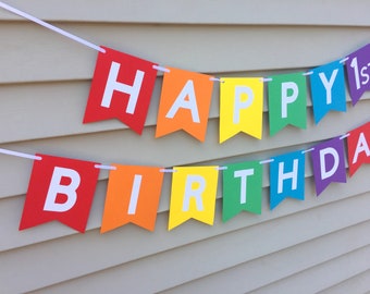 Rainbow Birthday Banner, Rainbow Happy birthday Banner, Rainbow Birthday Decorations, Happy Birthday Banner, Rainbow Party Decorations