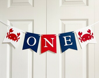 Estandarte de trona de cangrejo ONE, decoraciones de primer cumpleaños de cangrejo, estandarte de apoyo de foto de cangrejo, estandarte de cumpleaños de cangrejo, un estandarte, bajo el estandarte del mar,