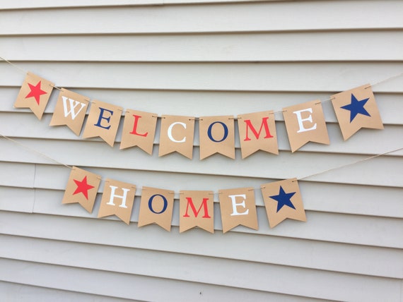 Welcome Home Banner, Red White and Blue Banner, Military Welcome Home Banner, Deployment Homecoming Banner, Welcome Home Sign,Patriotic Sign Il_570xn