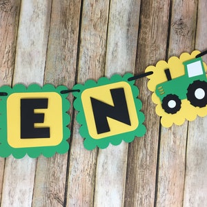 Tractor Name Banner, Tractor Banner, Tractor Birthday Banner, Green and Yellow Tractor Banner, Farm Name Banner, Barnyard Banner image 6