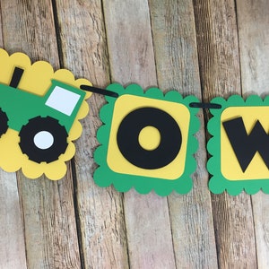 Tractor Name Banner, Tractor Banner, Tractor Birthday Banner, Green and Yellow Tractor Banner, Farm Name Banner, Barnyard Banner image 5