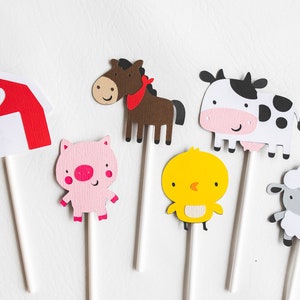 30 Assorted Farm Animal Cupcake Toppers image 2