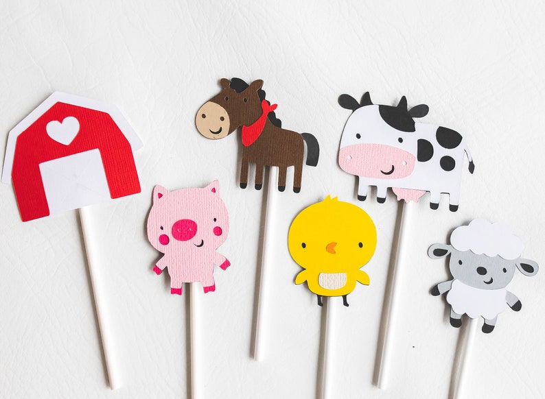 30 Assorted Farm Animal Cupcake Toppers image 2