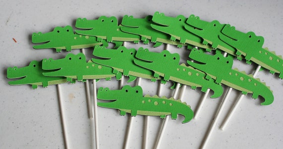 12 Green Alligator Jungle Zoo Animal Cupcake Toppers Il_570xn
