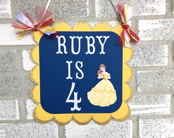 Belle Door Sign, Beauty and the Beast Sign, Belle Birthday Decorations, Princess Belle Sign, Belle Sign, Beauty and the Beast, Belle Party