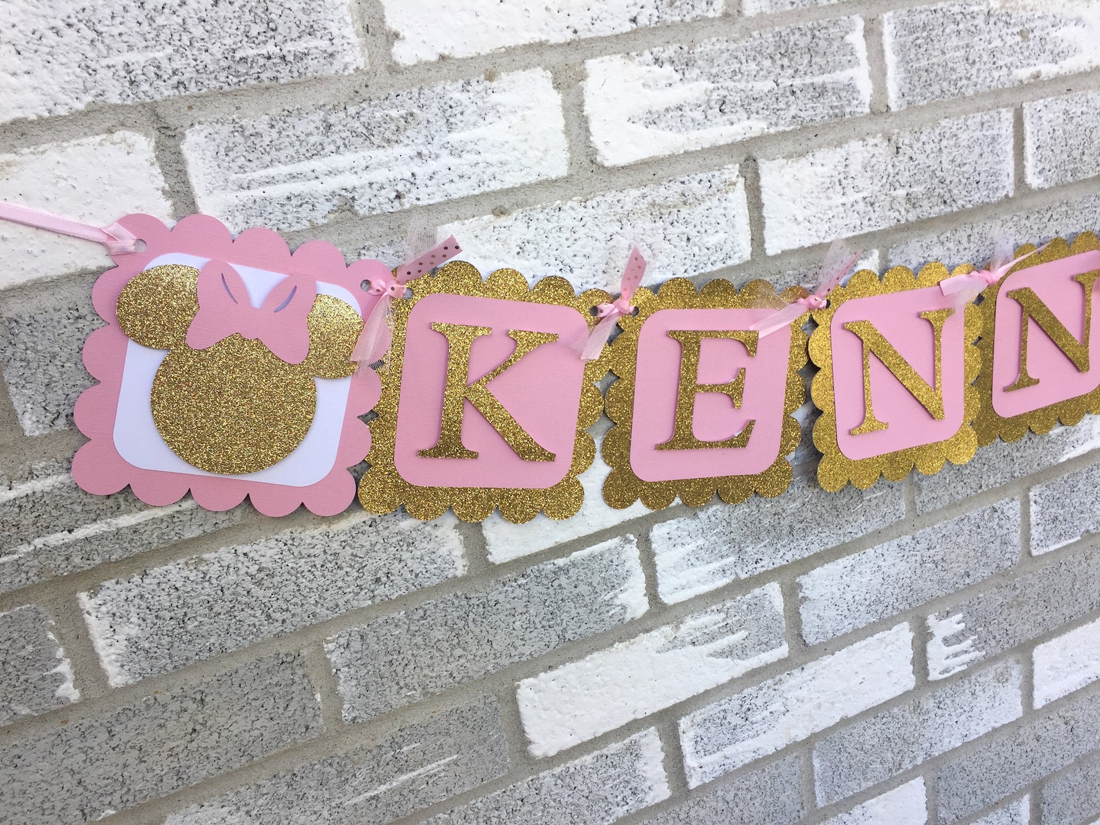 Pink and Gold Minnie Banner Minnie Mouse Name Banner Minnie - Etsy