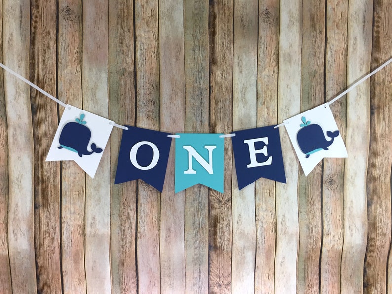 ONE Whale High Chair Banner, Whale Banner, Whale First Birthday, Under the Sea Banner, Preppy Whale Decorations, Whale Photo Prop,ONE Banner image 2