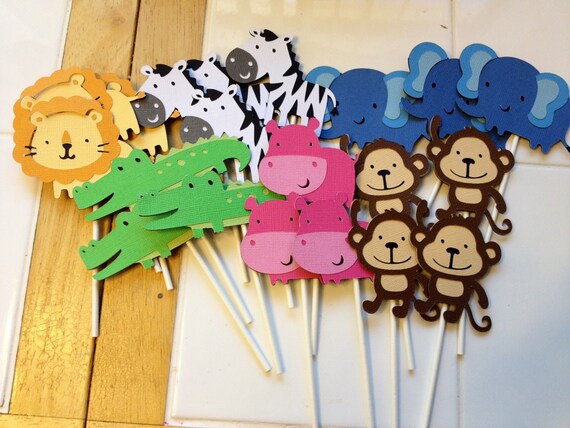 24 Jungle Animal Cupcake Toppers Il_570xn